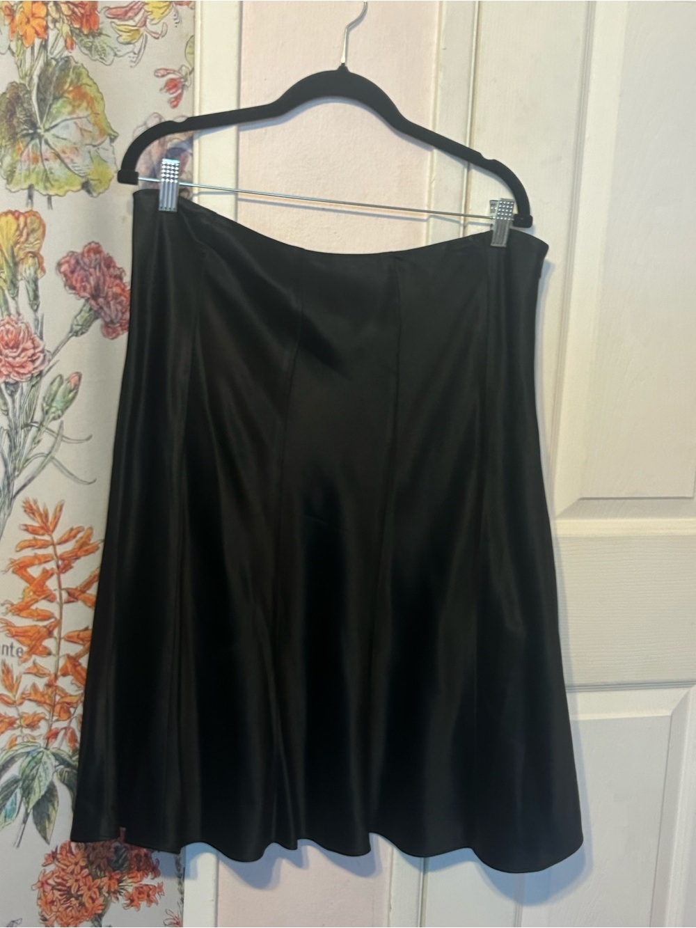 Neiman Marcus Black Satin 100% Silk A-Line Skirt
